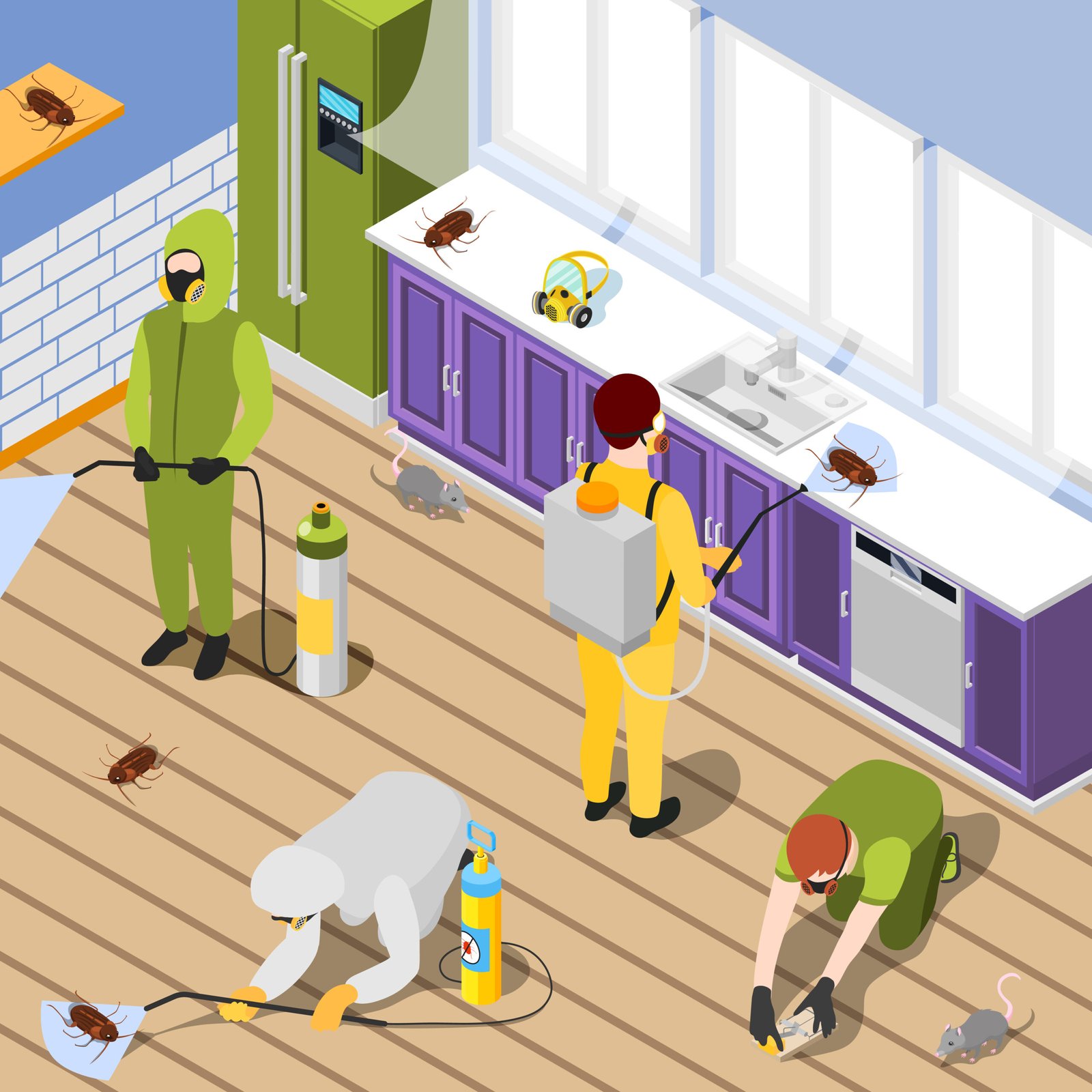 Pest Control Isometric Background Gel anti-cafards